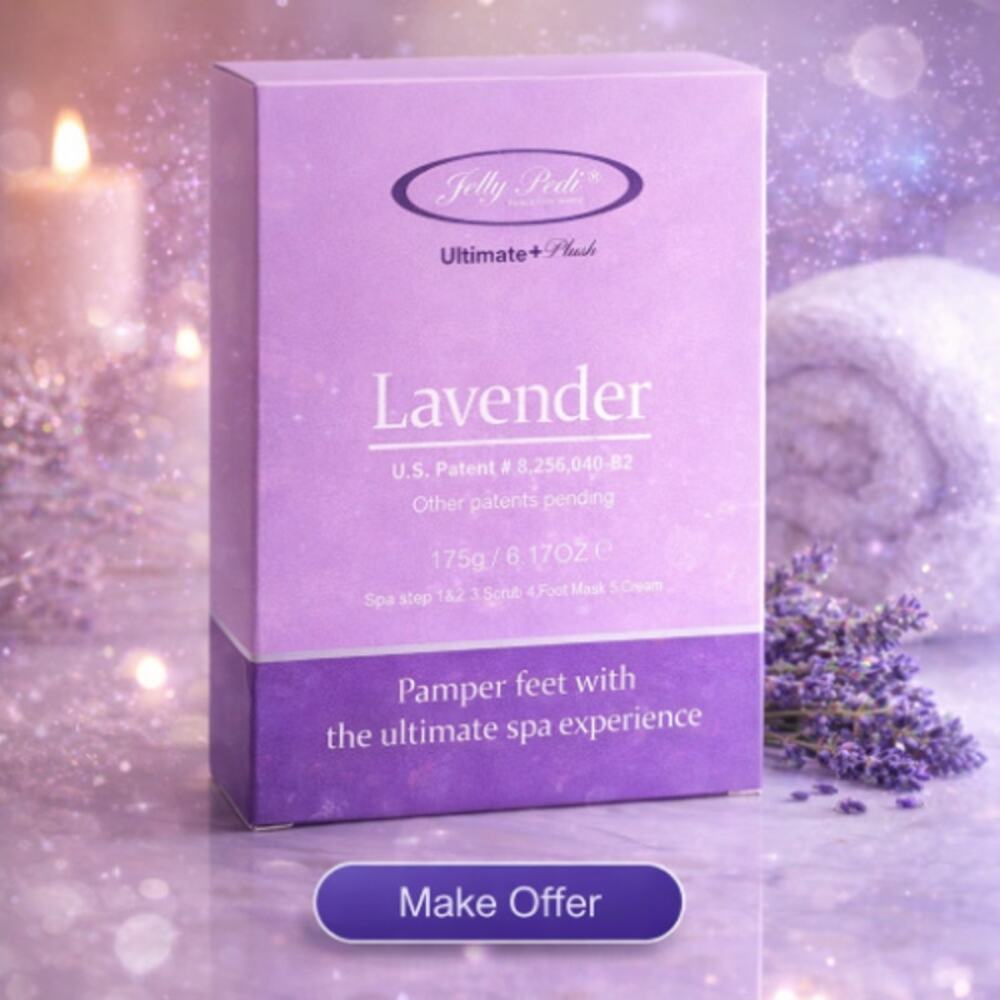 Jelly Pedi Ultimate Plus Lavender Spa 5 Step Foot Treatment Set 6.17 oz NEW